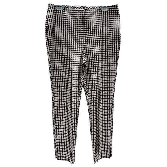 Chicos Black Label Dotted Pull On Slim Ankle Pants Zip Detail Sz 1 (US 8) - Picture 1 of 9